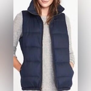 Old Navy Navy Blue Women's Pink Puffer Vest L